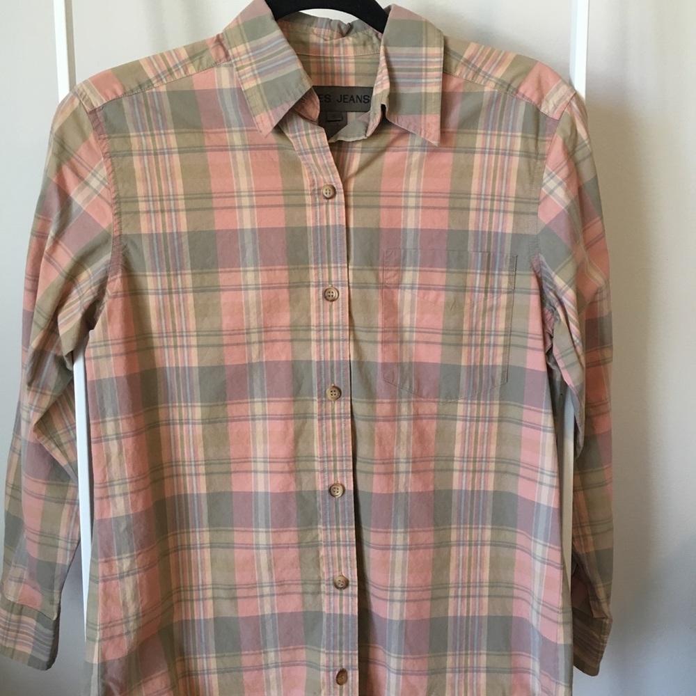 🥀 VINTAGE Dusty Rose and Sage Plaid Button Up 🥀